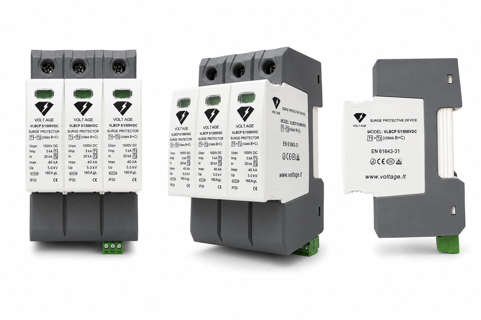 VOLTAGE Viršįtampių ribotuvas VLBCP 5/1500 VDC (B+C 3P 1500VDC) saulės elektrinėms