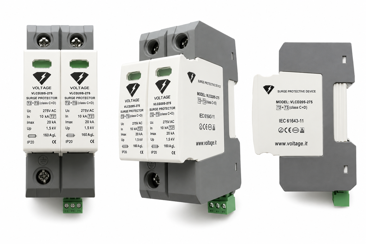 VOLTAGE Viršįtampių ribotuvas VLCD20S-275/2P C+D (su indikacija)